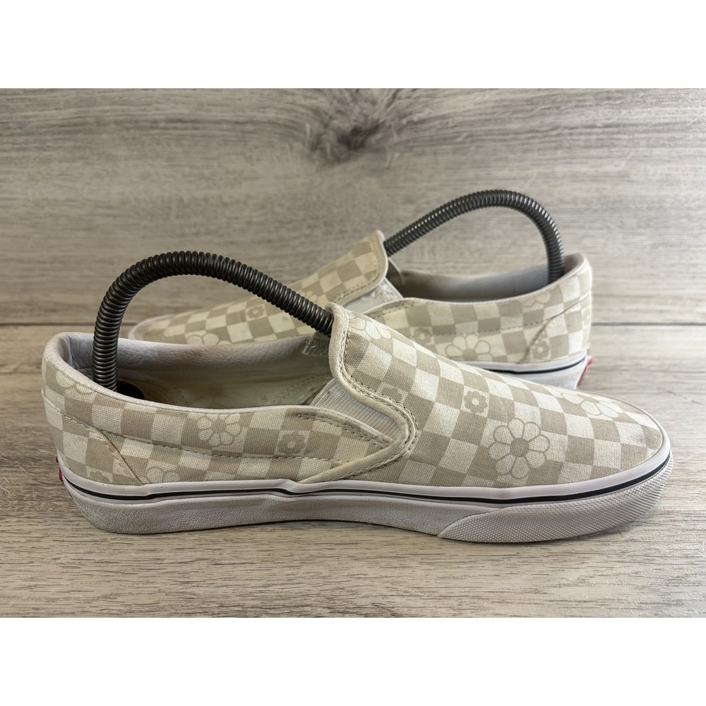 Vans Classic Floral Checkerboard Slip On Casual Shoes Mens 7.5 Womens 9 Beige - Picture 6 of 8